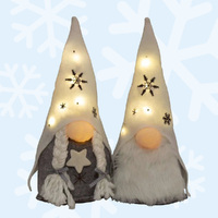 37cm Grey & White LED Christmas Gnome - Boy Or Girl image