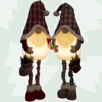 85cm LED Extendable Christmas Gnome With Tartan Hat - Grey or Red image
