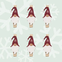 5cm Wooden Gnome Clips (Set Of 6) image