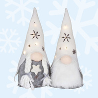 37cm Grey & White LED Christmas Gnome - Boy Or Girl image