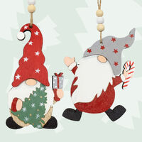 10cm Wooden Christmas Figurine Hanging Decoration- Assorted Designs image