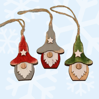The Woodland Trio | 7cm Wooden Gnome Hanging Decoration- Assorted Designs image