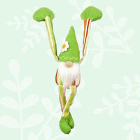 33cm Hanging Gnome With Stripey Clothes & Green Daisy Hat image