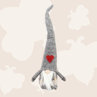 40cm Gnome With Stripey Top & Long Grey Hat image