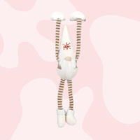 40cm Hanging Gnome With White Stripey Clothes & White Hat image