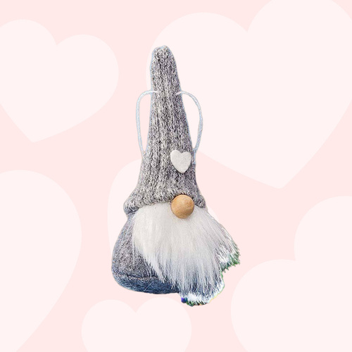 11cm Red Or Grey Gnome Hanging Decoration- Grey