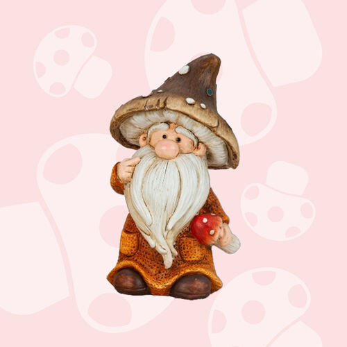 15.5cm Mushroom Gnome - Orange