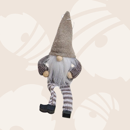 18cm Beige Christmas Gnome In Winter Clothes