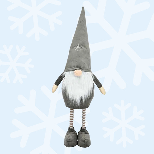 70cm Grey Christmas Gnome With Extendable Legs
