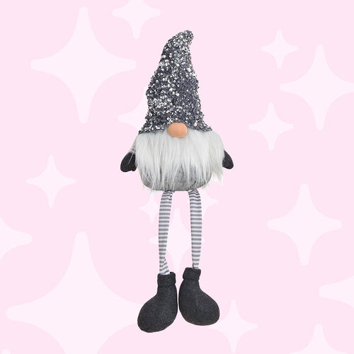 43cm Sequin Gnome- Grey