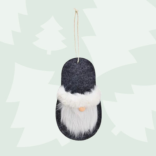 16cm Dark Grey Gnome Slipper Hanging Decoration