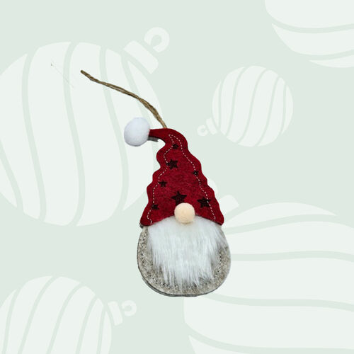 13cm Felt Gnome Hanging Decoration- Red Hat