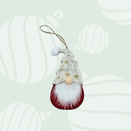 Gus | 13cm Felt Gnome Hanging Decoration- White Hat