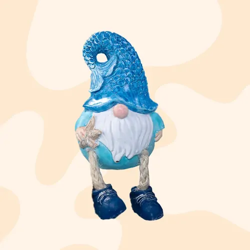 12cm Merman Gnome Shelf Sitter- Dark Blue Hat & Light Blue Top
