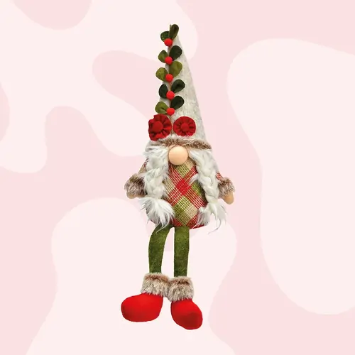 44cm Christmas Holly Gnome Shelf Sitter- Girl