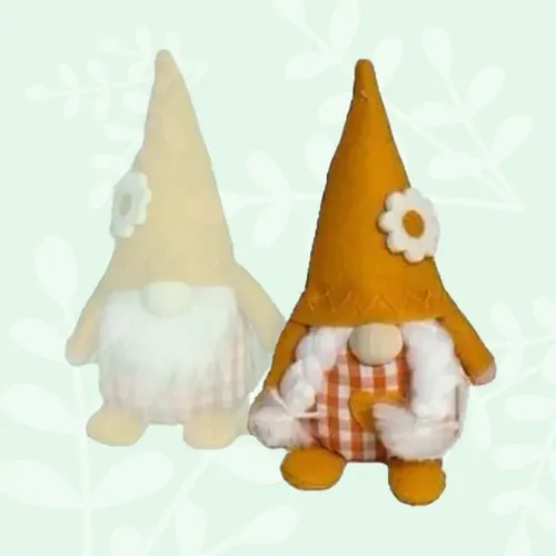 Clover Firetail | Orange Gnome With Gingham Clothing & Flower Hat | Girl