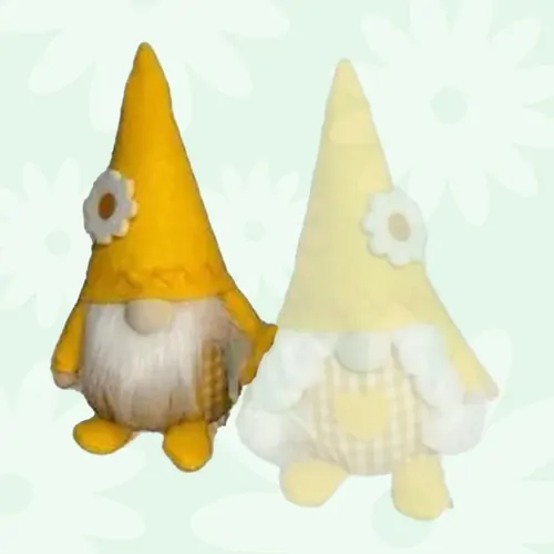 Yellow Gnome With Gingham Clothing & Flower Hat- Boy