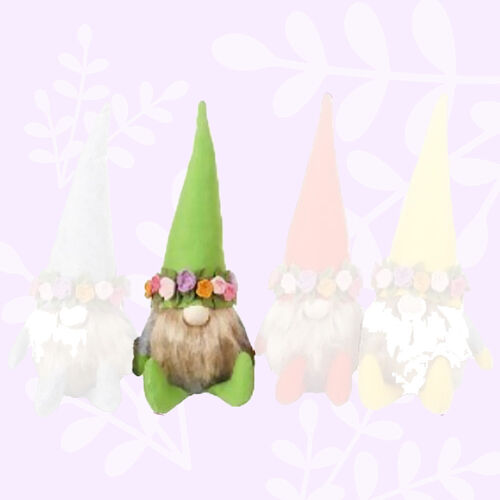 33cm Hippy Gnome With Flower Garland - Green
