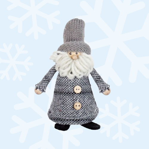 Pippin WinterPuff | 13cm Christmas Santa Gnome With Grey Winter Coat