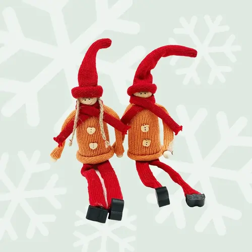 35.5cm Red & Orange Christmas Gnome Couple