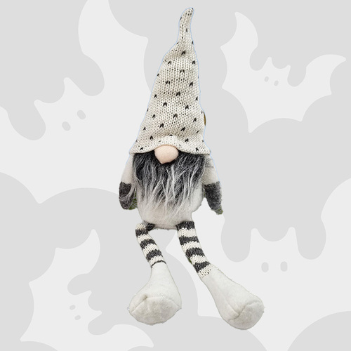 30cm White & Grey Gnome- Spotty Hat